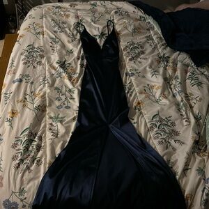 Blue Satin Formal Dress